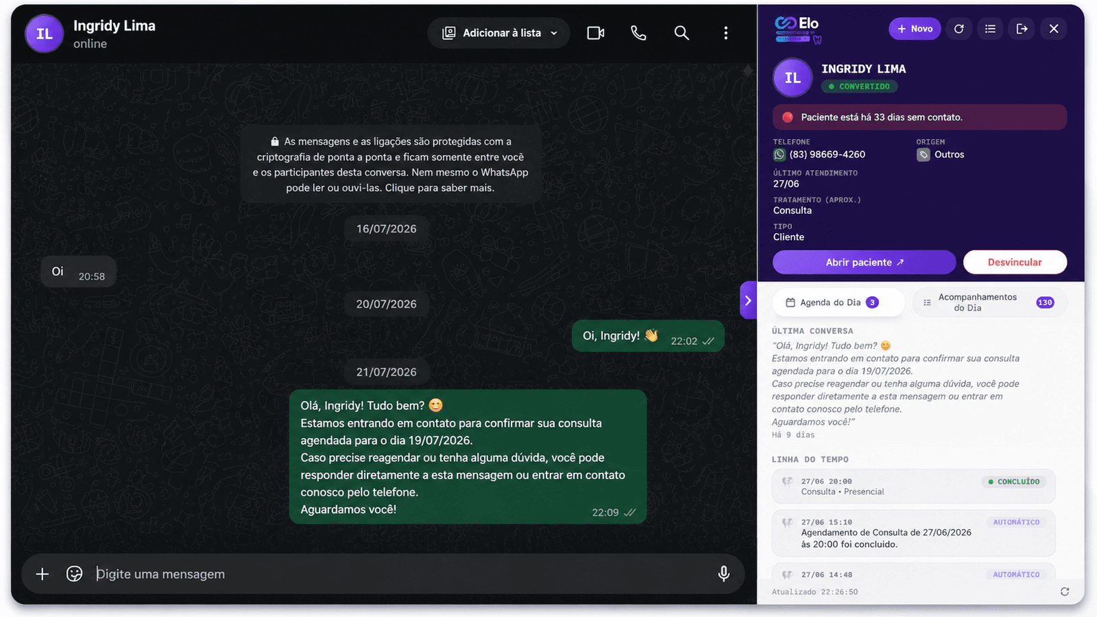 Atendimento pelo WhatsApp — ELO Odonto Plugin